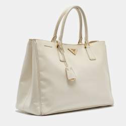 Pre Owned Prada White Saffiano Leather Large Galleria Tote