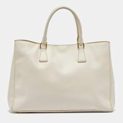 Pre Owned Prada White Saffiano Leather Large Galleria Tote