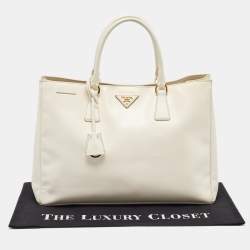 Pre Owned Prada White Saffiano Leather Large Galleria Tote