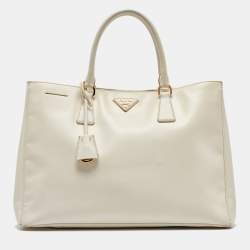 Pre Owned Prada White Saffiano Leather Large Galleria Tote