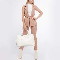 Pre Owned Prada White Saffiano Leather Large Galleria Tote