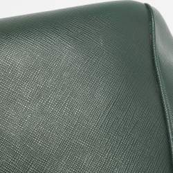 Pre Owned Prada Dark Green Saffiano Leather Small Double Zip Tote