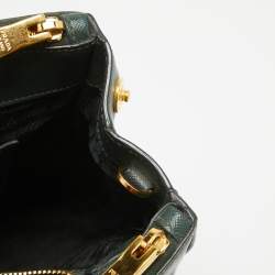 Pre Owned Prada Dark Green Saffiano Leather Small Double Zip Tote