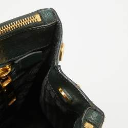 Pre Owned Prada Dark Green Saffiano Leather Small Double Zip Tote