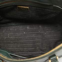 Pre Owned Prada Dark Green Saffiano Leather Small Double Zip Tote