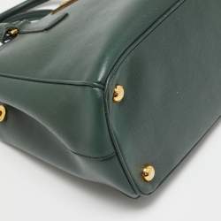 Pre Owned Prada Dark Green Saffiano Leather Small Double Zip Tote