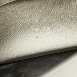 Pre Owned Prada Off White Saffiano Cuir Leather Double Handle Open Tote