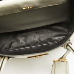 Pre Owned Prada Off White Saffiano Cuir Leather Double Handle Open Tote