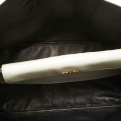 Pre Owned Prada Off White Saffiano Cuir Leather Double Handle Open Tote