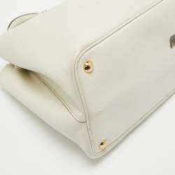 Pre Owned Prada Off White Saffiano Cuir Leather Double Handle Open Tote