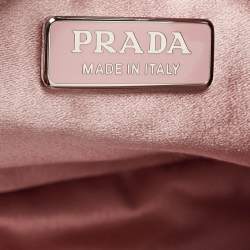 Pre Owned Prada Light Pink Satin Crystals Re-Edition 2000 Baguette Bag