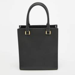 Pre Owned Prada Black Saffiano Lux Leather Small Tote