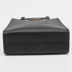 Pre Owned Prada Black Saffiano Lux Leather Small Tote