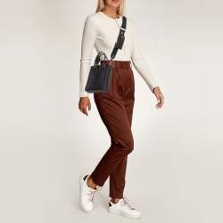 Pre Owned Prada Black Saffiano Lux Leather Small Tote