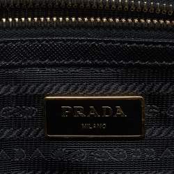 Pre Owned Prada Black Saffiano Lux Leather Small Galleria Double Zip Tote with Wallet