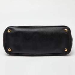 Pre Owned Prada Black Saffiano Lux Leather Small Galleria Double Zip Tote with Wallet