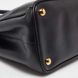 Pre Owned Prada Black Saffiano Lux Leather Small Galleria Double Zip Tote with Wallet