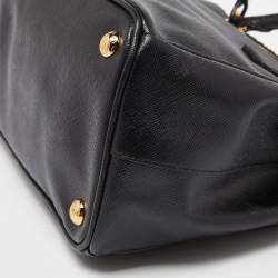 Pre Owned Prada Black Saffiano Lux Leather Small Galleria Double Zip Tote with Wallet