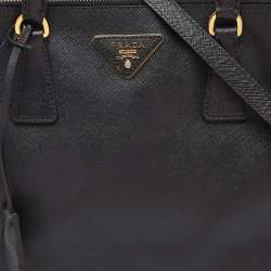 Pre Owned Prada Black Saffiano Lux Leather Small Galleria Double Zip Tote with Wallet