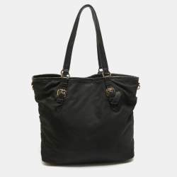Pre Owned Prada Black Nylon and Leather Tote