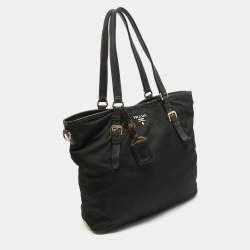 Pre Owned Prada Black Nylon and Leather Tote