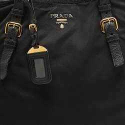 Pre Owned Prada Black Nylon and Leather Tote