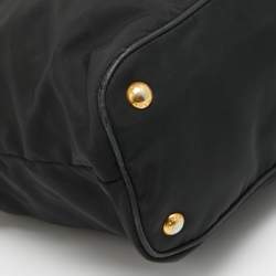 Pre Owned Prada Black Nylon and Leather Tote