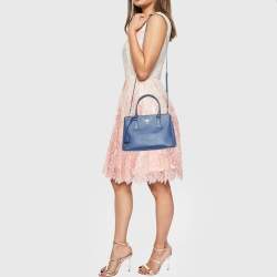Pre Owned Prada Blue Saffiano Leather Small Galleria Double Zip Tote