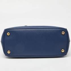 Pre Owned Prada Blue Saffiano Leather Small Galleria Double Zip Tote