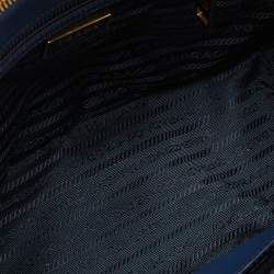 Pre Owned Prada Blue Saffiano Leather Small Galleria Double Zip Tote