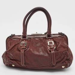 Prada Dark Brown Leather Frame Satchel