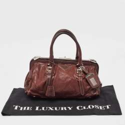 Prada Dark Brown Leather Frame Satchel
