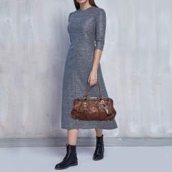 Prada Dark Brown Leather Frame Satchel
