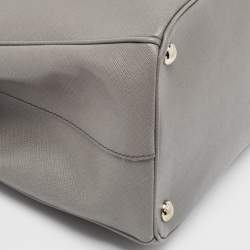Pre Owned Prada Two Tone Grey Saffiano Leather Large Double Zip Tote