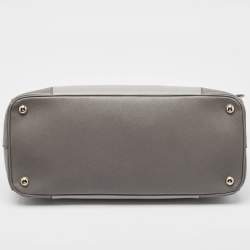 Pre Owned Prada Two Tone Grey Saffiano Leather Large Double Zip Tote