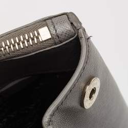 Pre Owned Prada Two Tone Grey Saffiano Leather Large Double Zip Tote