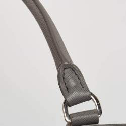 Pre Owned Prada Two Tone Grey Saffiano Leather Large Double Zip Tote