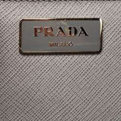 Pre Owned Prada Two Tone Grey Saffiano Leather Large Double Zip Tote