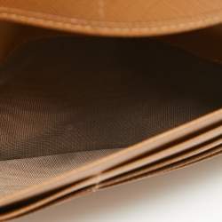 Pre Owned Prada Brown Saffiano Leather Zip Around Long Wallet