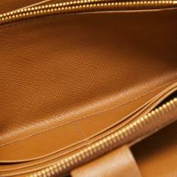 Pre Owned Prada Brown Saffiano Leather Zip Around Long Wallet