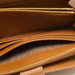 Pre Owned Prada Brown Saffiano Leather Zip Around Long Wallet