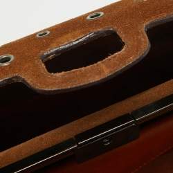 Pre Owned حقيبة ساتشل برادا غروميت سويدي بني بإطار