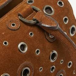 Pre Owned حقيبة ساتشل برادا غروميت سويدي بني بإطار