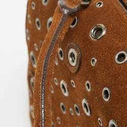 Pre Owned حقيبة ساتشل برادا غروميت سويدي بني بإطار