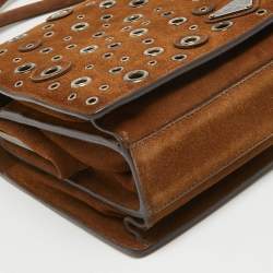 Pre Owned حقيبة ساتشل برادا غروميت سويدي بني بإطار