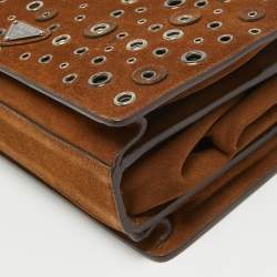 Pre Owned حقيبة ساتشل برادا غروميت سويدي بني بإطار