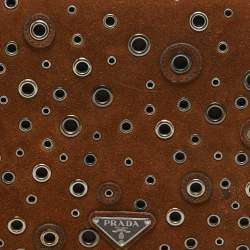 Pre Owned حقيبة ساتشل برادا غروميت سويدي بني بإطار