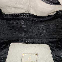Pre Owned Prada Ivory Leather Vitello Daino Tote Bag