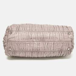 Pre Owned Prada Beige Gaufre Leather Double Zip Tote