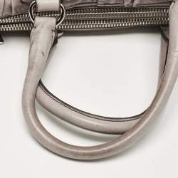Pre Owned Prada Beige Gaufre Leather Double Zip Tote